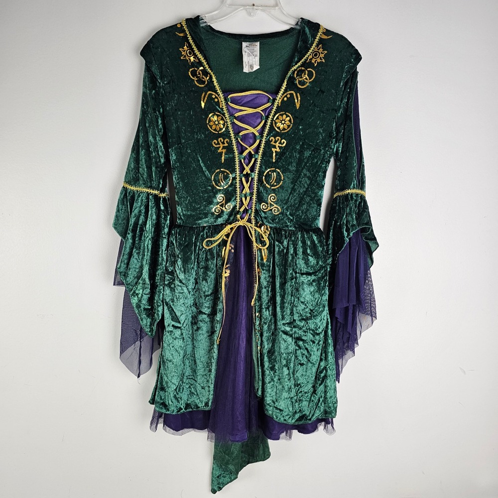 Disney Hocus Pocus Winifred Sanderson Costume Dress Green Purple Medium 01415686